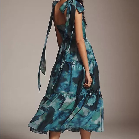 BHLDN Teal Tie-Dye Midi Dress - Picture 2 of 5
